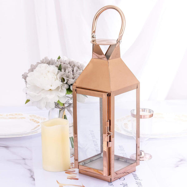 Natural 12 in tall Wood Candle Holder Lantern with Rope Handle