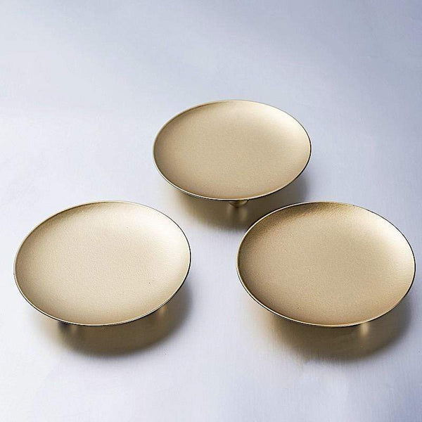 3 Metallic Gold 5 in Fluted Ball Neck Ceramic Taper Candle Holders