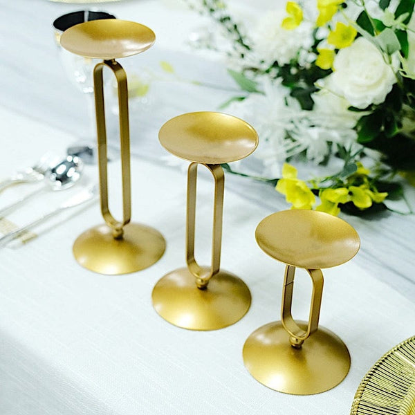 13 Gold Moon Crescent Shaped Metal Pillar Candle Holder Centerpiece,  Tealight Hurricane Candlestick Stand Perfect for Holidays & Weddings 