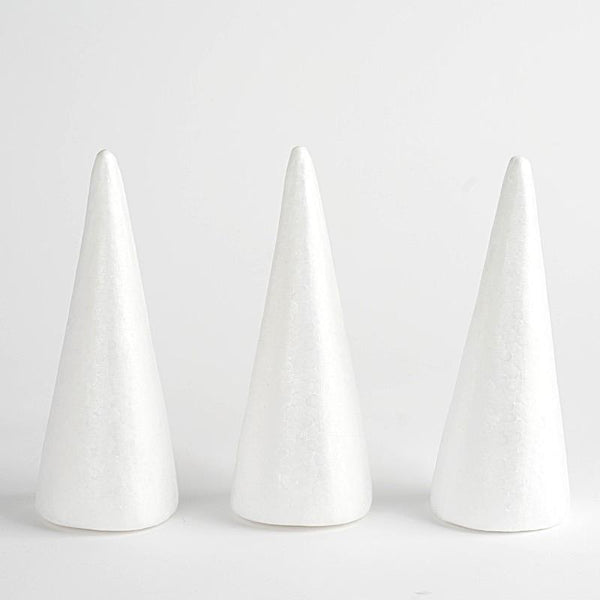 12 Pack | 8 White Styrofoam Cone, Foam Cone For DIY Crafts