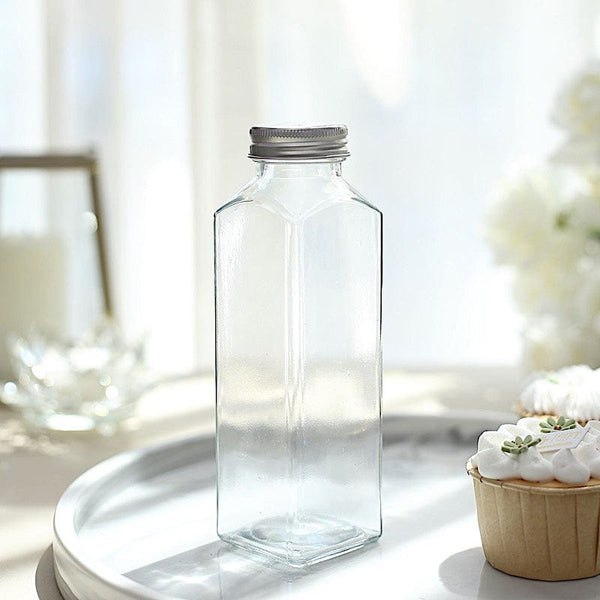 12 Clear 16 oz Round Storage Jars Refillable Glass Bottles