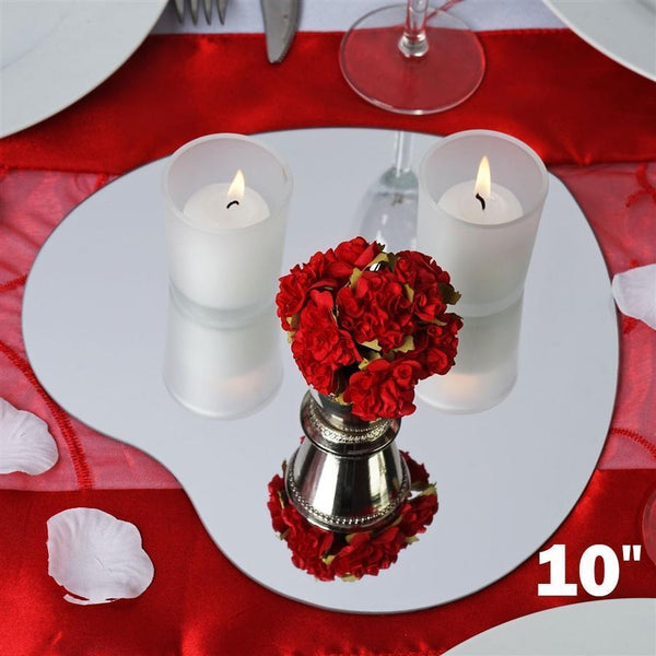 Six 12 Round Glass Table Centerpiece Mirrors - Quick Candles