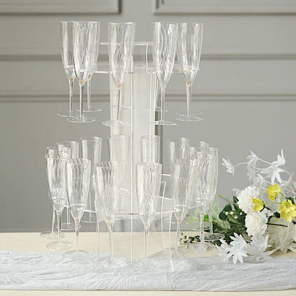 TABLECLOTHSFACTORY 2 Pack  21 Clear Floating Wall Mounted Wine Glass  Rack, Champagne Flute Stemware Hanging Wall Shelves 