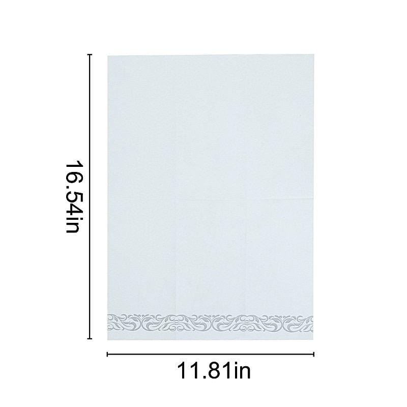 20 White with Silver Metallic Scroll Design Airlaid Paper Napkins ...