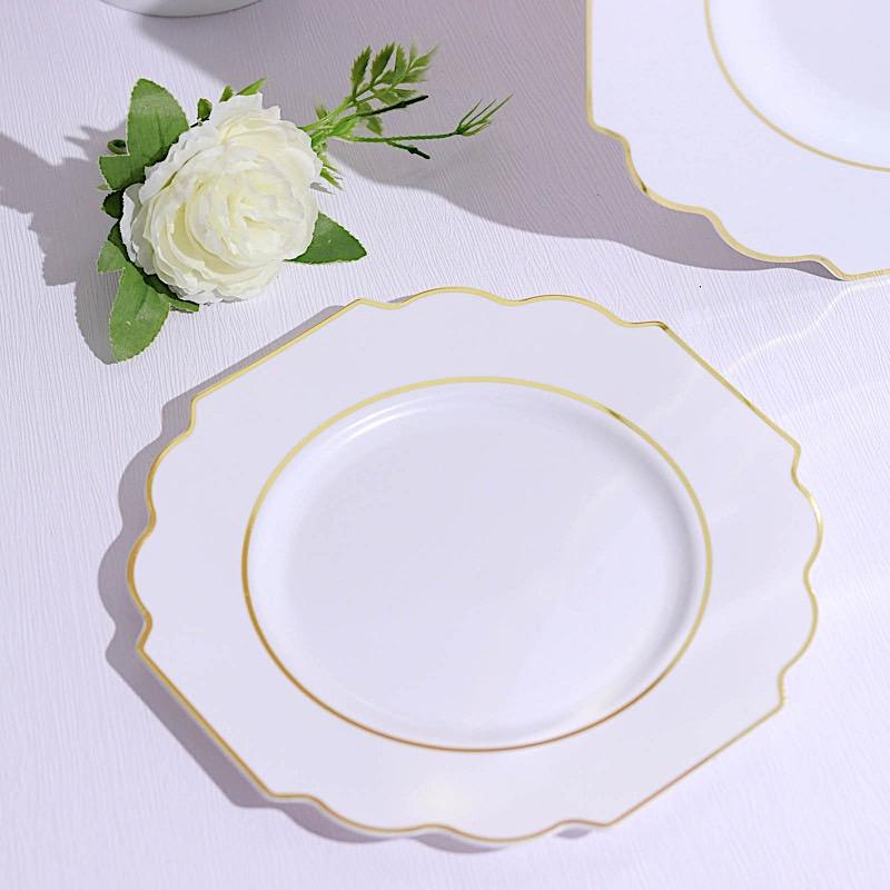 10 pcs 12 in Disposable Baroque Plastic Dinner Plates