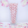 25 pcs 7.75" Red and White Victorian Inspired Pattern Paper Straws