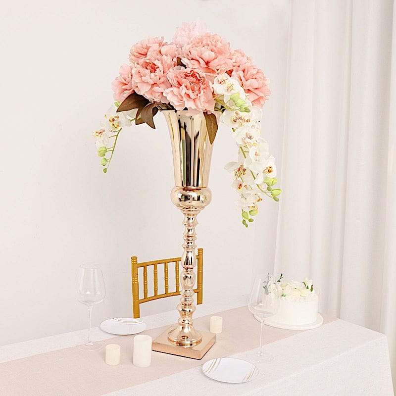 27 in Gold Metal Trumpet Centerpiece Vase – Balsa Circle, LLC