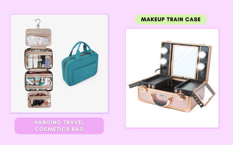 hanging travel cosmetics bag, makeup train case