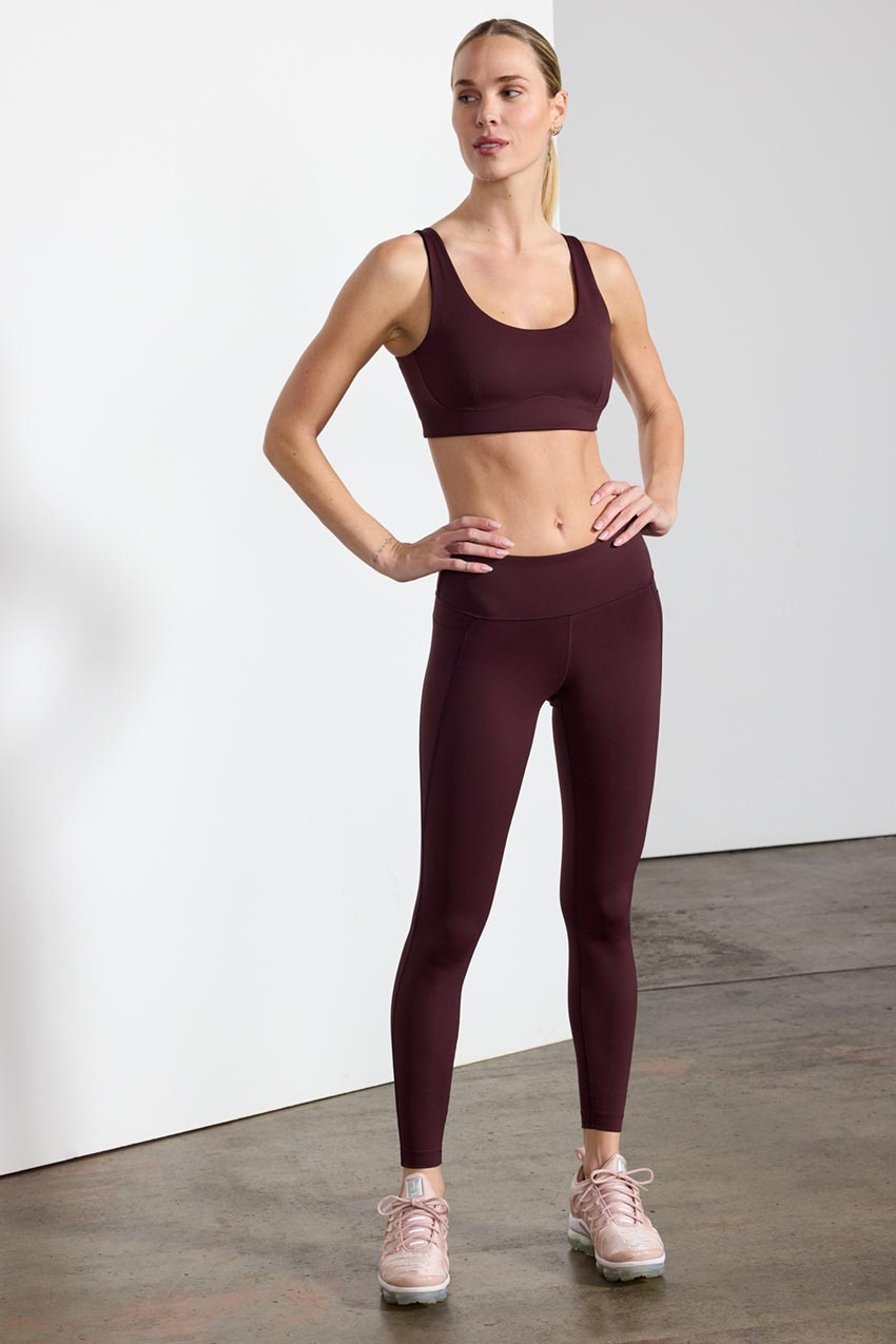 Explore Recycled Polyester High Neck Longline Light Support Sports Bra  Peached