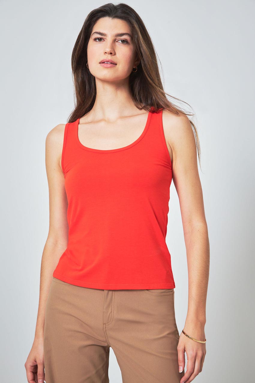 Collaborate Fitted Mock Neck Rib Sleeveless Top