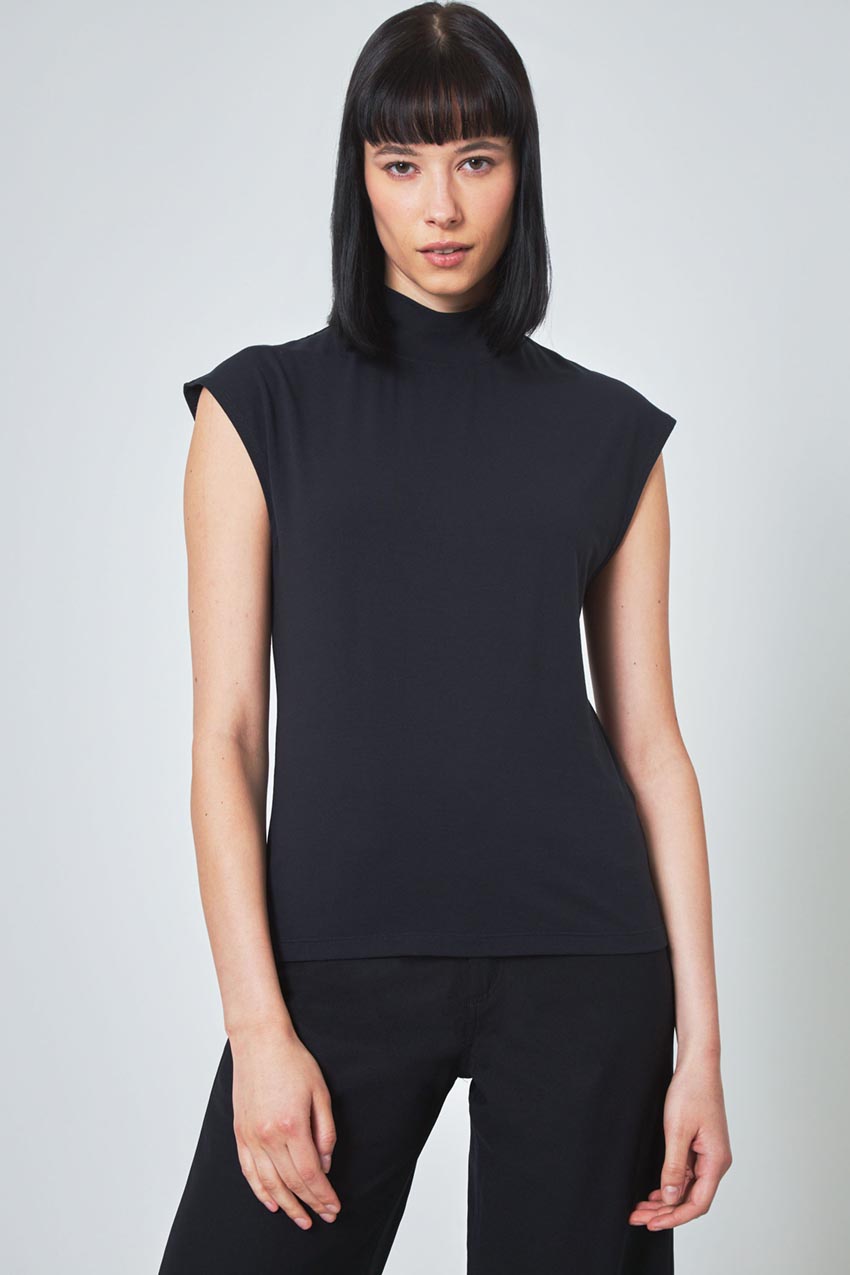 Expression Long Sleeve Turtle Neck Mixed Media Top – Modern Ambition Canada