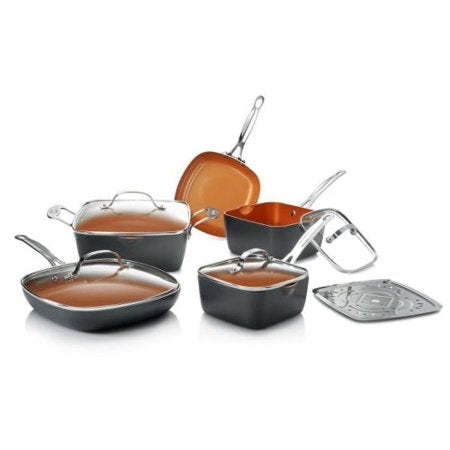 Gotham Steel Non-Stick 10 Piece Square Frying Pan and Cookware Set  602850