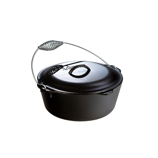 Lodge Dutch Oven & Iron Cover, Spiral Bail Handle, Black, 5 qt