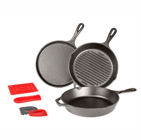 Lodge 10.25-in. Seasoned Cast-Iron Baker's Skillet with Silicone Grips