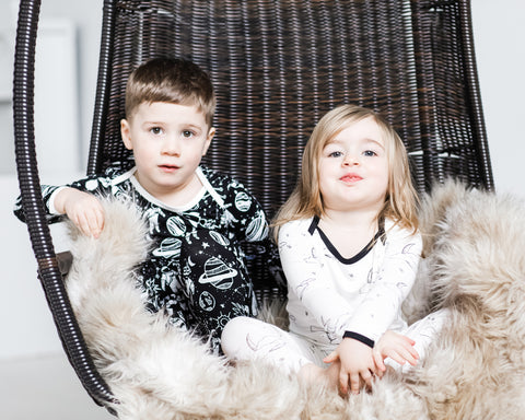 a photo of 2 children sitting in a chair