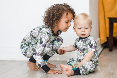 two kids in cactus pajamas