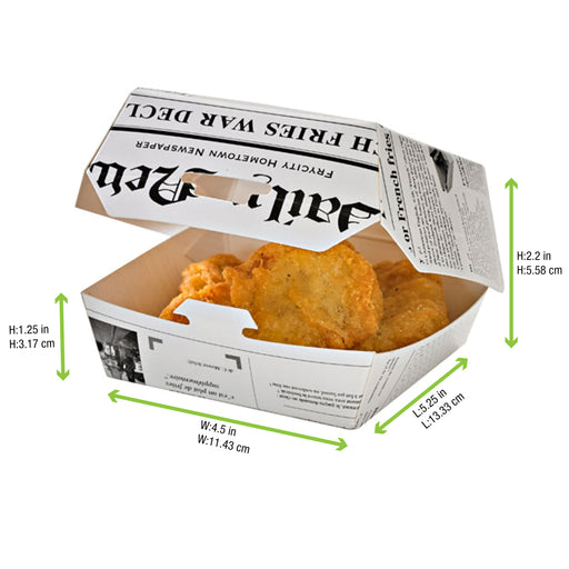 Cardboard punnet Nano-Kraft Burger Box 5.5x5.5x2.8 / 140x140x70mm (Case  of 200 pc)