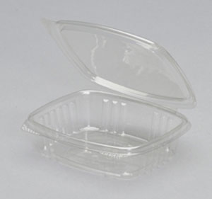 12oz Recycled Plastic Hinged Lid 1 Compartment Takeout Deli Container,  Clear, 200 ct.