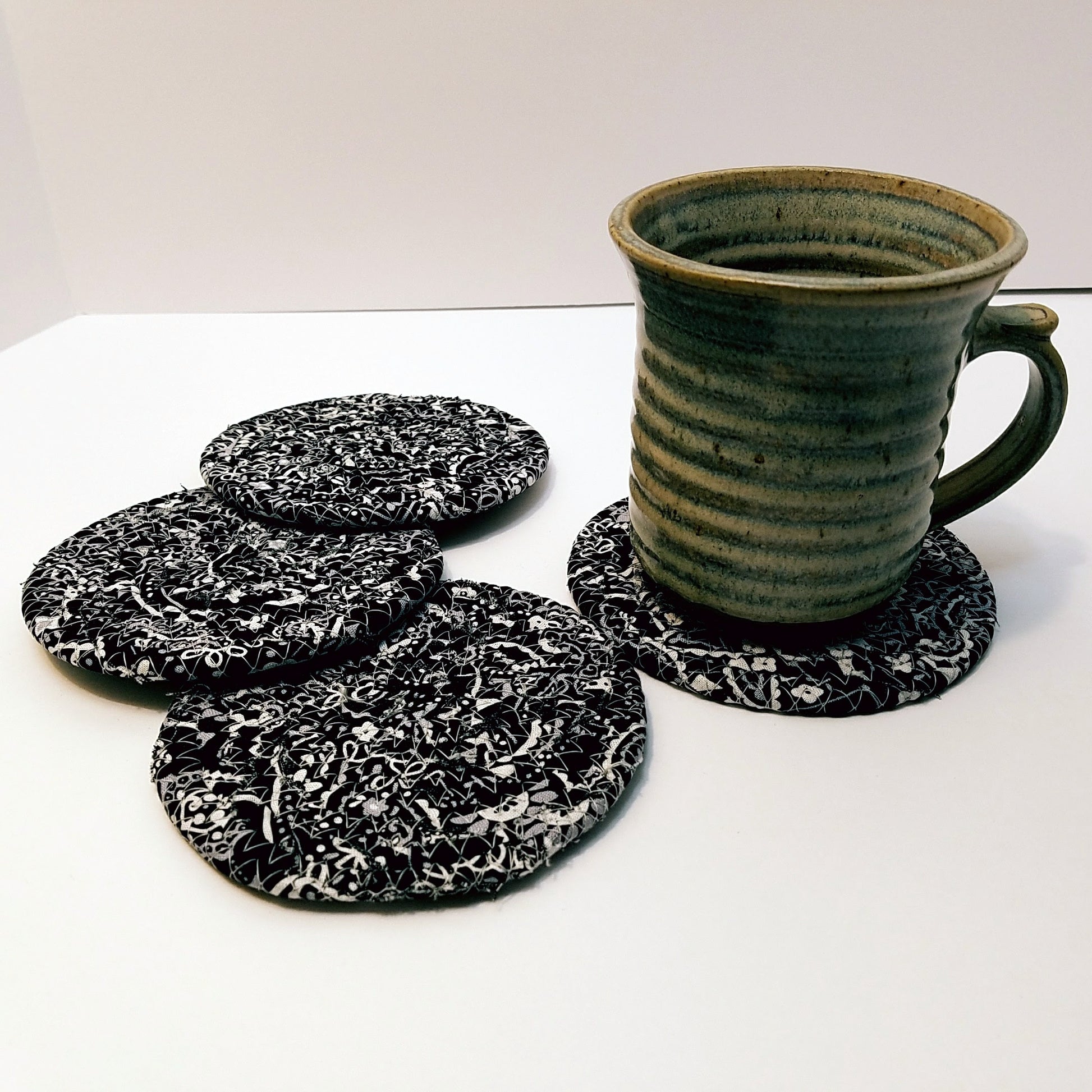 Black Bandana Fabric Coasters, Handmade, Set of 4, Made to Order - 43 Boho Street
