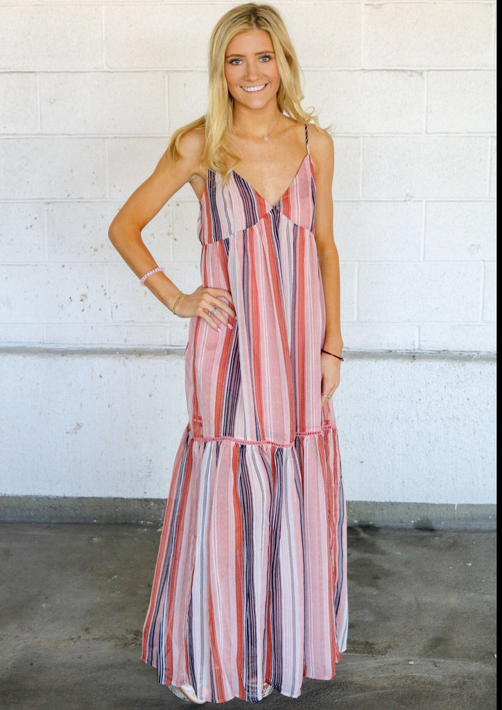 pink boho maxi dress