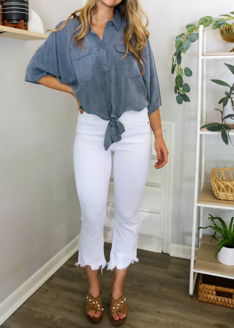 white high waisted flares