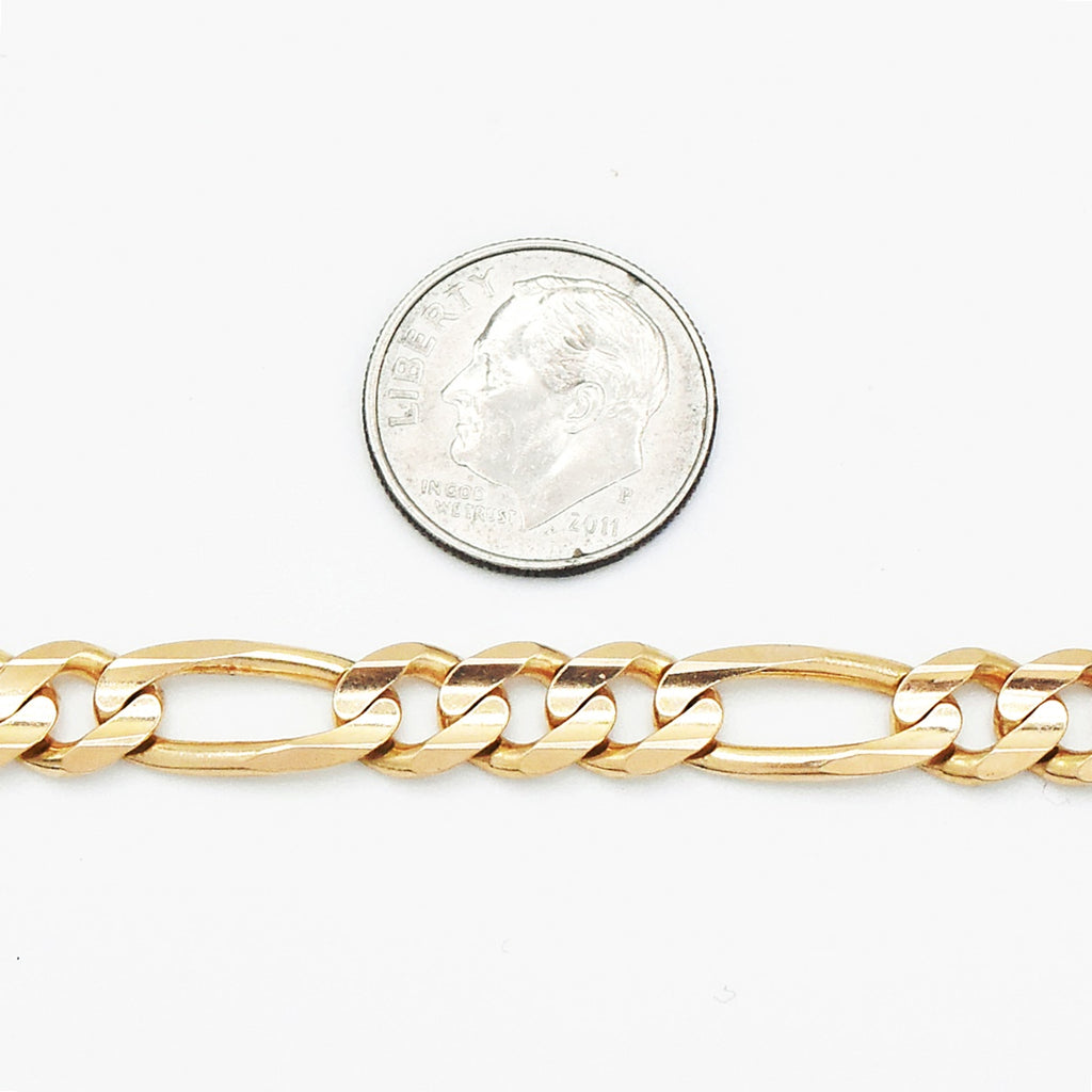 14k Yellow Gold Estate 8.75" Figaro Link Bracelet