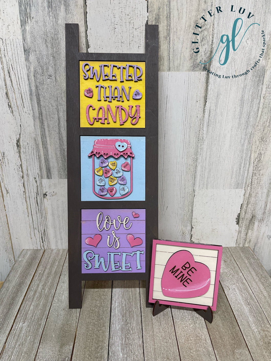 Glitter Luv DIY Kits Hearts Valentine Leaning Ladder Interchangeable DIY Kit