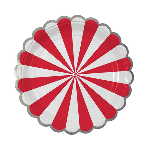 Red Fan Stripes Plates