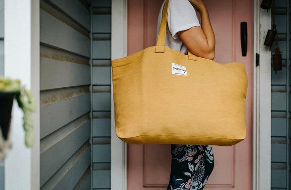 Earth Worthy sustainable jute tote bag - mustard