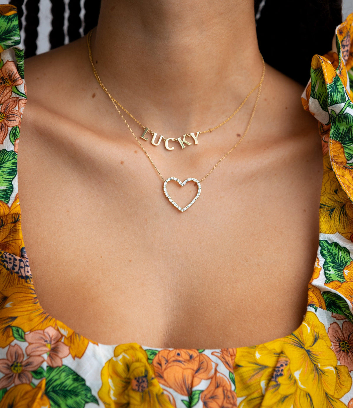 heart baguette necklace