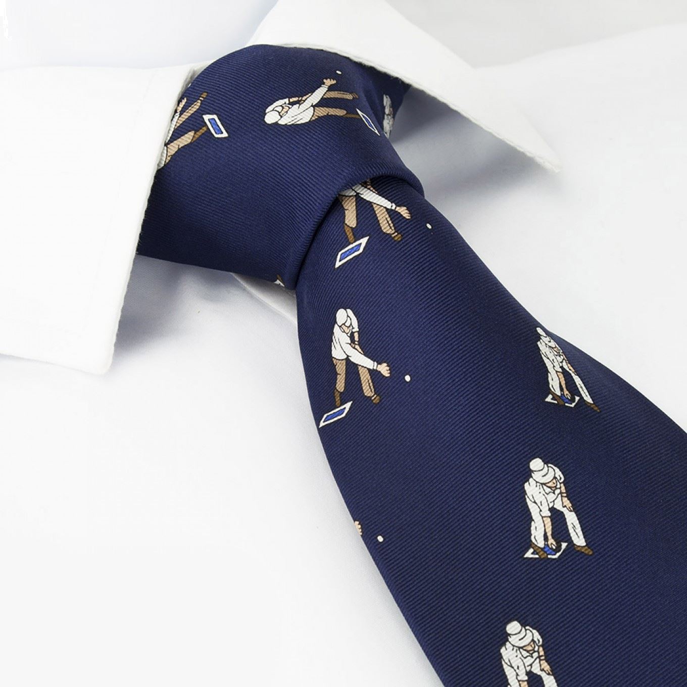 Navy Silk Tie with Bowls Design – The Cufflink Store