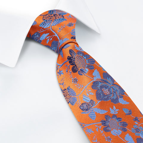 Patterned Navy and Bronze Tie 