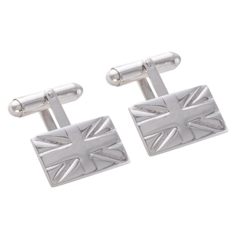 Gift Bag+ Union Jack cuff links Silver Tone Cufflinks British Flag Round CLN  UK