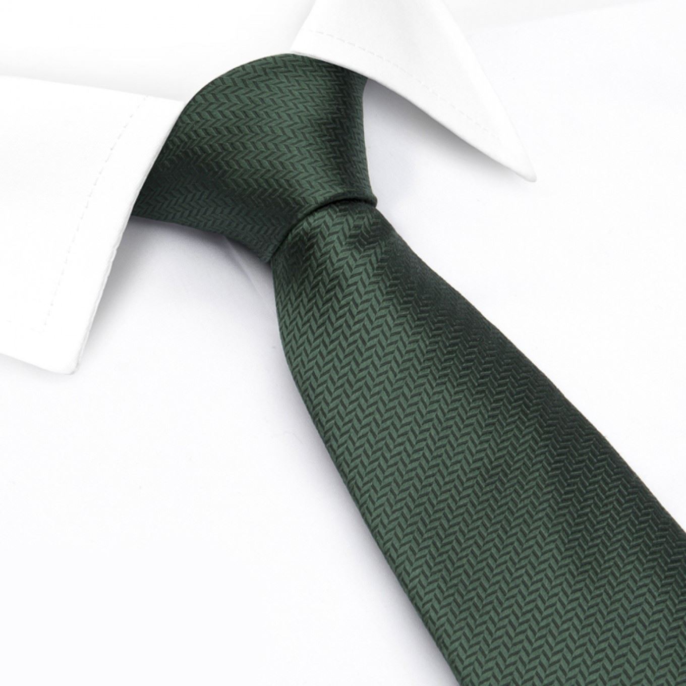 Dark Green Herringbone Silk Tie – The Cufflink Store