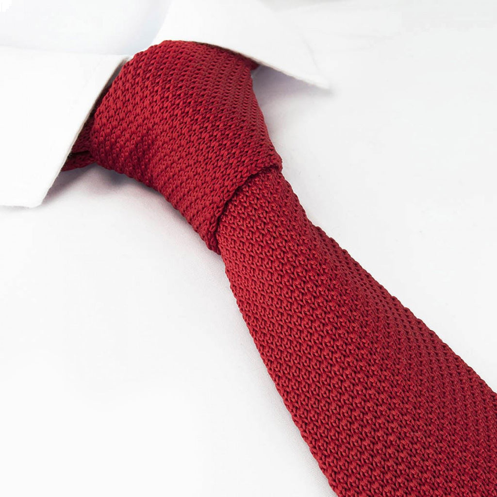 Red Knitted Square Cut Tie – The Cufflink Store