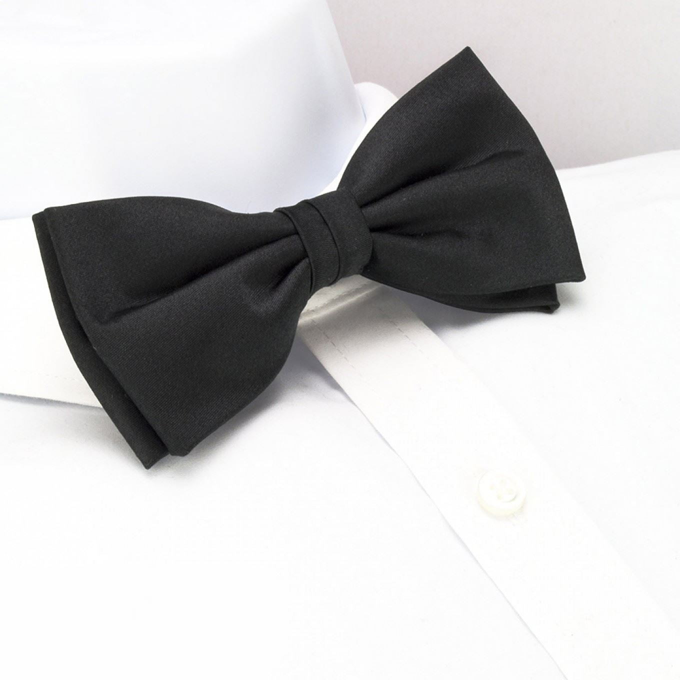 Pre-Tied Plain Black Silk Bow Tie – The Tie Store