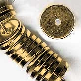 Solid brass flat disk beads. 2x8mm. Pkg of 20. b18-0131(e)
