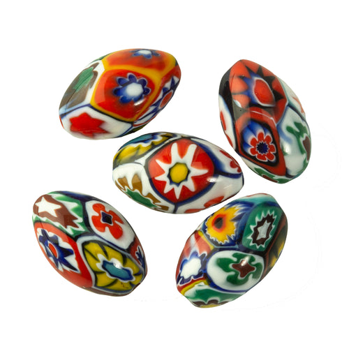 Vintage Murano millefiori glass beads. 1950s. 13 x 8 mm ovals – Earthly  Adornments