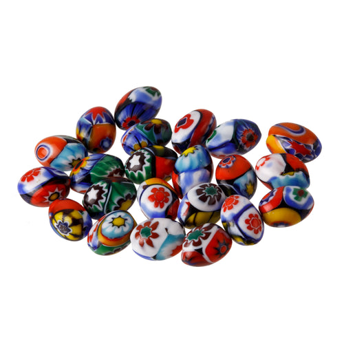 Vintage Murano millefiori glass beads. 1950s. 13 x 8 mm ovals – Earthly  Adornments