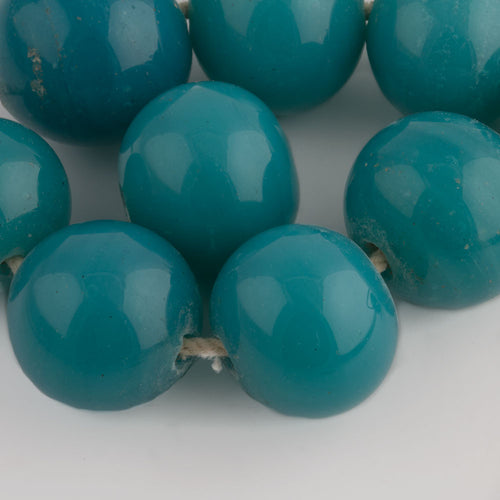 Antique Chinese translucent bubbly blue“Peking Glass” beads.9-10mm