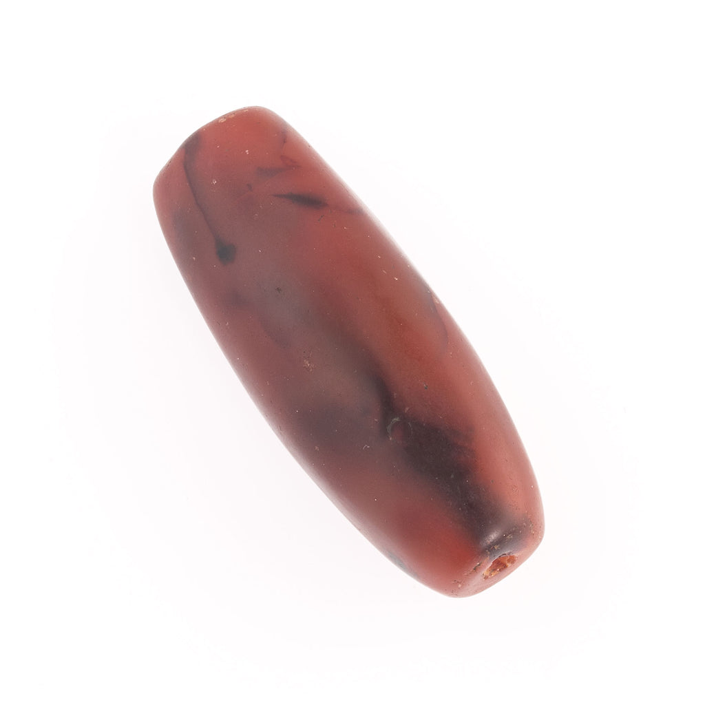 Stunning old carved banded carnelian agate oval bead. India or Nepal. 64x27x24mm. b4-car371