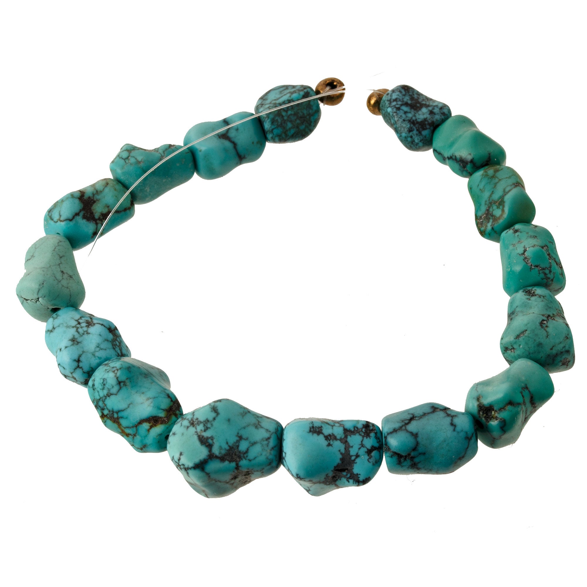 Vintage Hubei Turquoise nugget/knuckle beads. Graduated, 10-14mm,7.5 i ...
