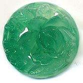 Occupied Japan molded carved jade glass stones. 13mm. Pkg of 2. b5-349 ...