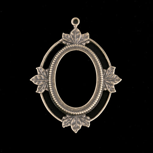 Sterling silver plated brass open back oval frame pendant setting for –  Earthly Adornments