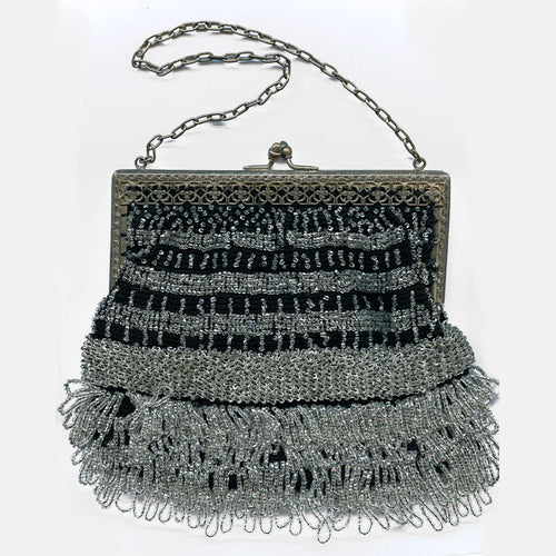 Vtg Beaded Drawstring Purse - Reticule Made in Belgium