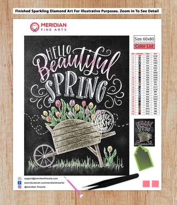 Beautiful Spring Blackboard - Diamond Art Kit