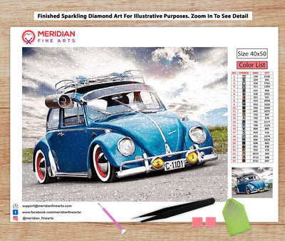 Blue Volkswagen Beetle Car - Diamond Art Kit