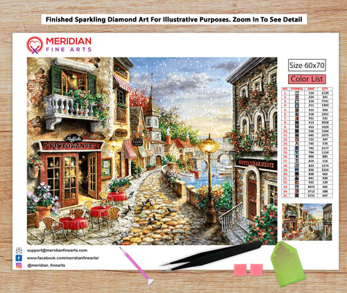 Italian Village with Cobbled Street - Diamond Art Kit