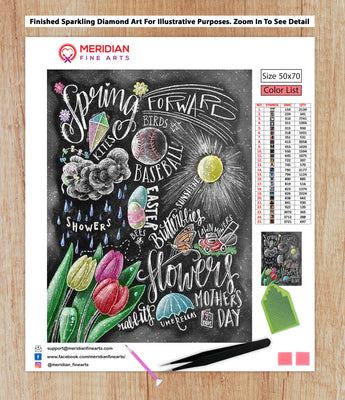 Spring Season Blackboard - Diamond Art Kit