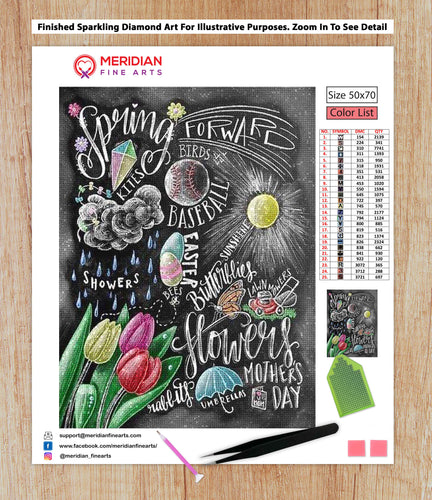 Spring Season Blackboard - Diamond Art Kit